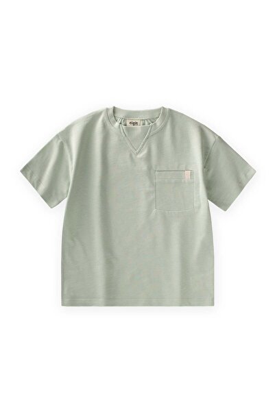 Cigit Μπλουζάκι με λεπτομέρεια στο γιακά, για ηλικίες 2-12 ετών, σε χρώμα Νερ...