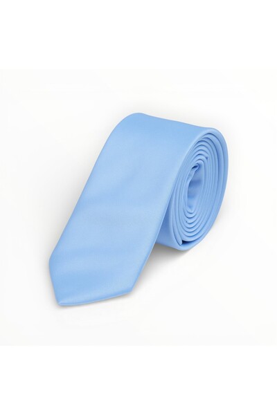 DWOY Cravată din satin albastru pentru bărbați, 6 cm, clasică, simplă