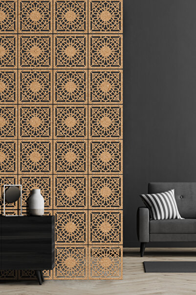 makta ® Modüler Ahşap Perde Paravan Sistemi | Lazer Kesim 4’lü Panel Seti