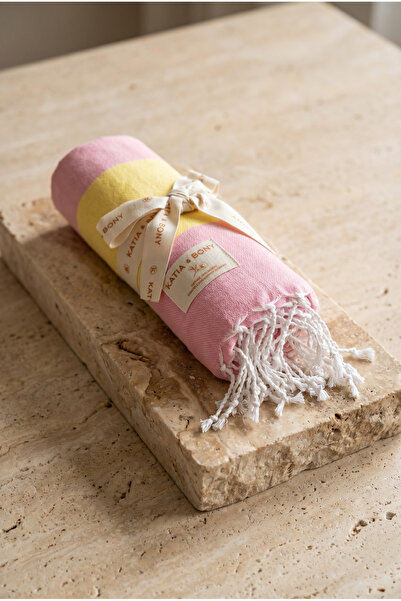 Katia&Bony Χοντρό ριγέ βαμβακερό πεστεμάλ κίτρινο