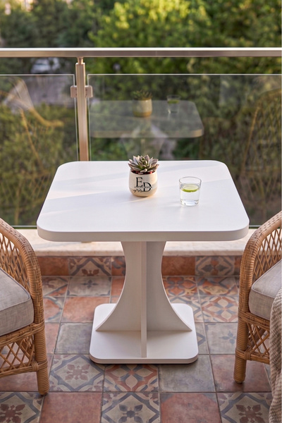 ED Efelez Design Balkon Kahve Masası , Çok Amaçlı Sehpa , Tulip Kare Balkon S...