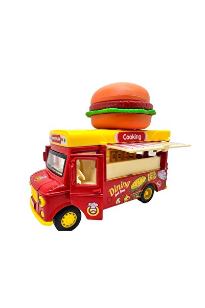 JPT 1:36 Χυτό μεταλλικό φορτηγό φαγητού μπέργκερ με φώτα και ήχους