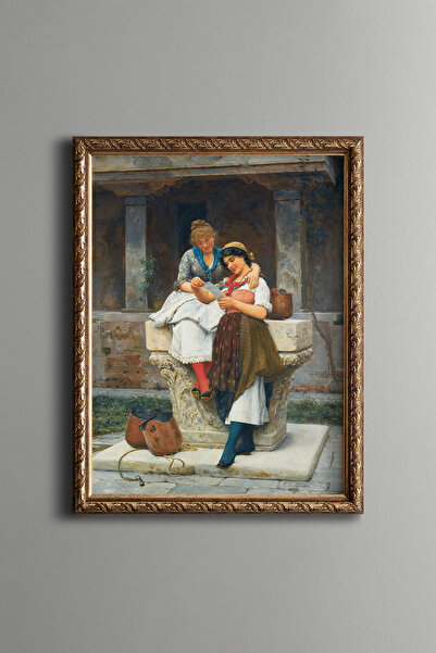 epiqart نساء يقرأان الرسائل - إطار بنمط عتيق - موديل نحيف