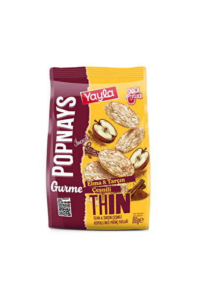 Yayla Popnays Gurme Elma ve Tarçın Çeşnili Kepekli İnce Pirinç Patlağı 80 g x3