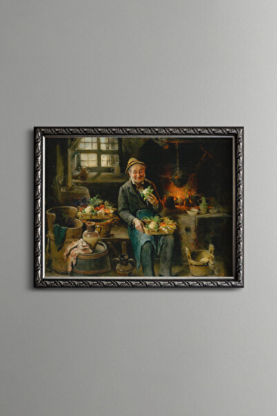 epiqart Vegetable Vendor - Vintage Patterned Frame - Slim Model
