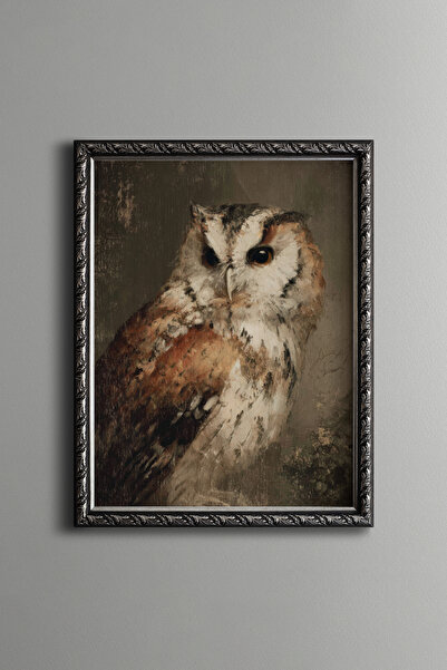 epiqart Owl Portrait - Vintage Patterned Frame - Slim Model