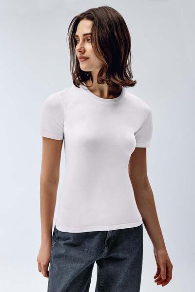 Brix Γυναικείο T-Shirt με λαιμόκοψη ποδηλάτου 3538 Λευκό Χρώμα