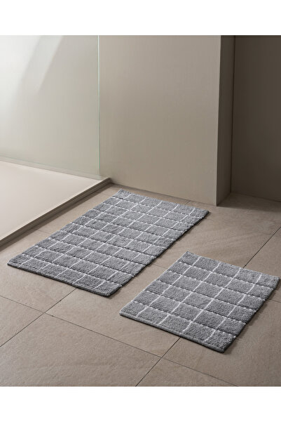 Madame Coco Βαμβακερό χαλάκι μπάνιου Brise 2 τεμαχίων - Ανοιχτό γκρι