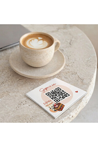 Olfa Dekor 10 Adet QR Menü Etiketi 8x8 cm Yapıştırmalı Pleksi (Kişiye Özel QR...