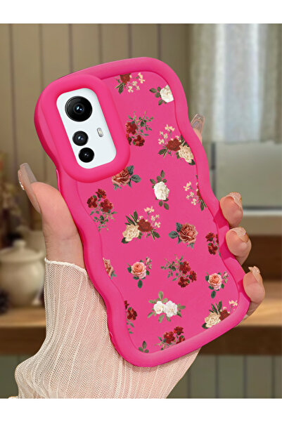 Hontinga Redmi Note 12S Uyumlu Darbeye Dayanıklı Basit Kırmızı Silikon Telefo...