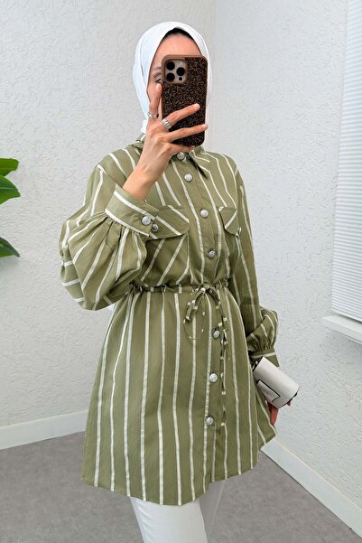 Salih Çelebi Drawstring Waist Hijab Tunic 2200 - Light Khaki