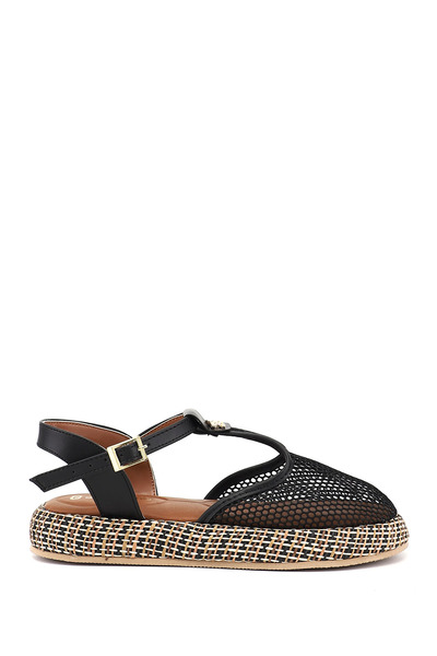 GÖNDERİ(R) Women's Black Mesh Flat Sole Sandals