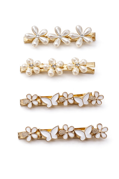 MakeWell Σετ αγκράφες 4 τεμαχίων σε κρεμ χρώματα, κατάλληλο για παιδιά, εφήβο...