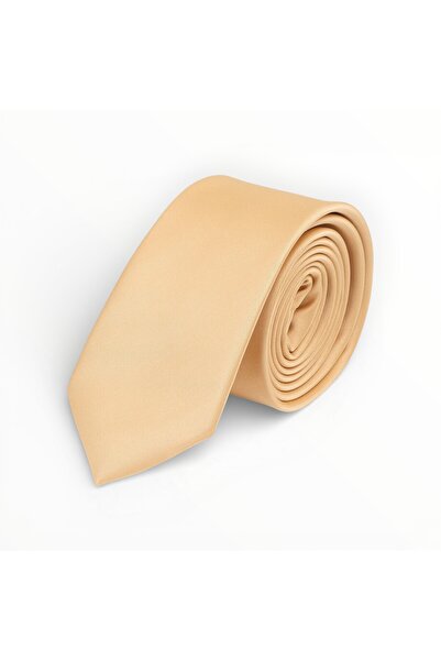 DWOY Men's Gold Satin Tie 6 cm Classic Plain