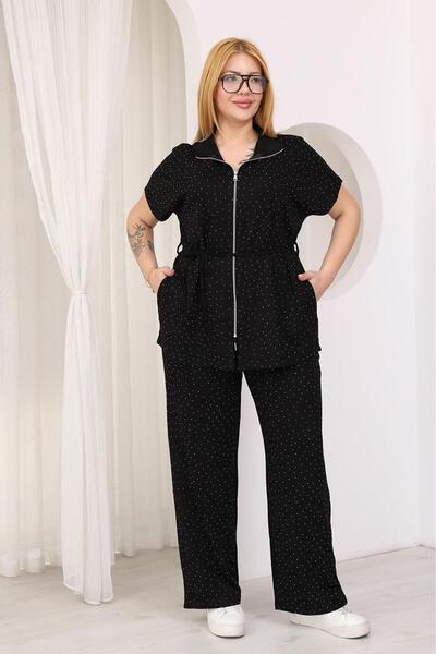 Siyezen Σετ από ύφασμα Modal με φερμουάρ και λάμψη σε μεγάλο μέγεθος