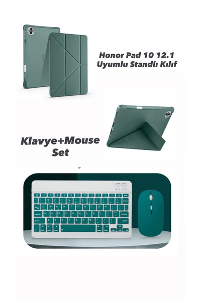 EHZ TEKNOLOJİ Honor Pad 10 12.1 Uyumlu Standlı Kılıf + Kablosuz Klavye Mouse Set