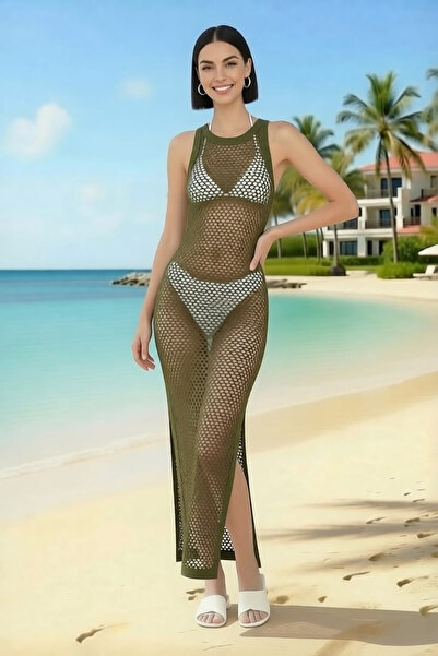 AQE FASHION Γυναικείο μαγιό με λαιμόκοψη ποδηλάτου, αμάνικο, με διχτυωτή λεπτ...