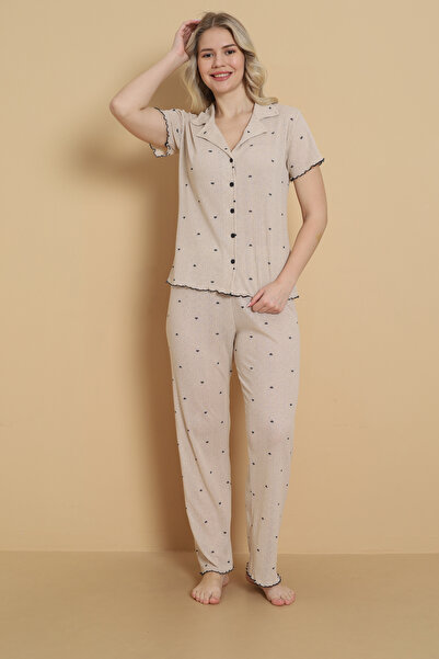 Wordex MRN 1712 Γυναικείο σετ πιτζάμες με κοντό μανίκι, με μοτίβο μικροσκοπικ...