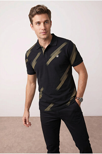 Tommy Crosse Men's Regular Line Detailed 100% Cotton Polo Collar Tshirt