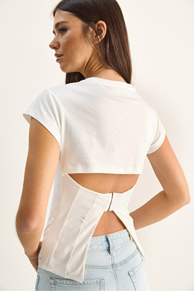 Bianco Lucci Γυναικείο Βαμβακερό Τοπ Κορσέ με Μεταλλικό Κούμπωμα στην Πλάτη κ...