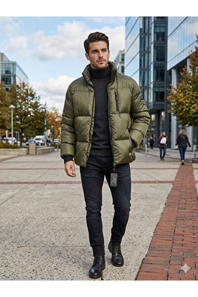 GoyceFashion Dik Yaka Su Geçirmez Puffer Trend Şişme Mont