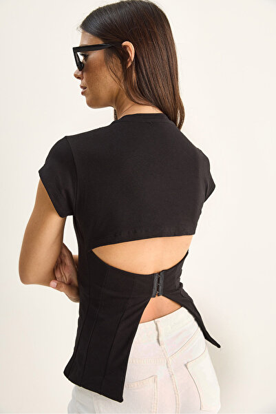 Bianco Lucci Γυναικείο Βαμβακερό Τοπ Κορσέ με Μεταλλικό Κούμπωμα στην Πλάτη κ...