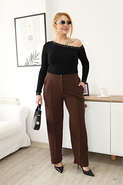 Siyezen Παντελόνι Lycra μεγάλου μεγέθους με λεπτομέρεια από ύφασμα στο μπροστ...