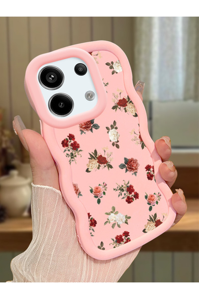 Hontinga Redmi Note 13 Pro 5G Uyumlu Darbeye Dayanıklı Basit Pembe Silikon Te...