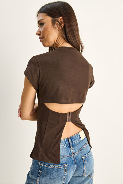 Bianco Lucci Γυναικείο Βαμβακερό Τοπ Κορσέ με Μεταλλικό Κούμπωμα στην Πλάτη κ...