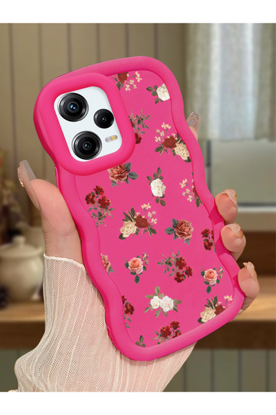 Hontinga Redmi Note 12 Pro 5G Uyumlu Darbeye Dayanıklı Basit Kırmızı Silikon ...