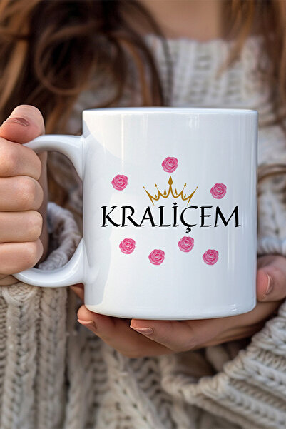 giftkonsept My Queen Printed Crown and Rose Detailed Mother's Day Gift White/...