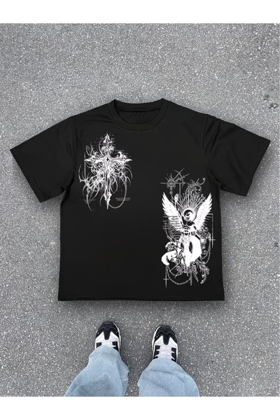 Toum Gothic Retro Graphic Printed Unisex Oversize T-Shirt