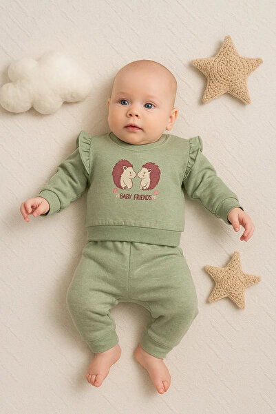 Veraura Lifestyle Hedgehog Embroidered 100% Cotton 2-Piece Baby Girl Set