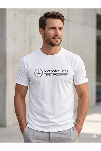 Farah Tekstil Sıfır Yaka Pamuklu, Likralı Mercedes Benz Baskılı Erkek T-shirt...