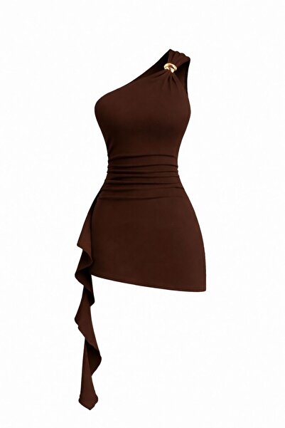 MYCPARL Ασύμμετρο μίνι φόρεμα με λεπτομέρεια αξεσουάρ, με ζώνη και ντραπέ στο...