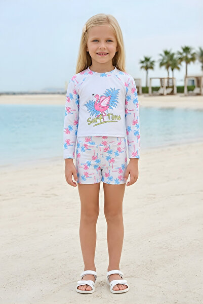 MODANINO Σετ μαγιό για κορίτσια - Μακρυμάνικο με σορτς 2-8 ετών 12623B