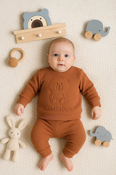 Veraura Lifestyle Bear Seersucker Embossed 2-Piece Baby Boy Set