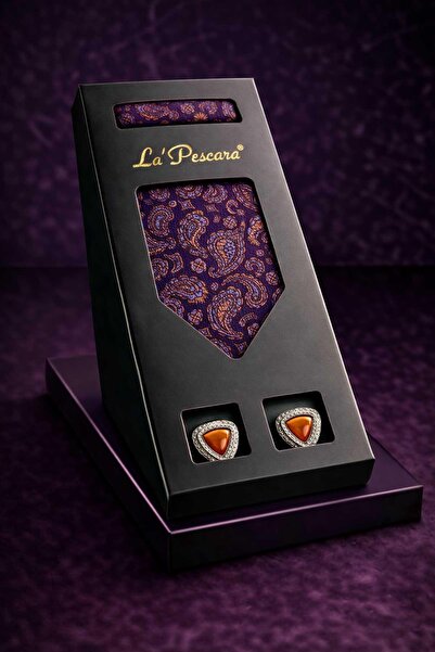 Kravatkolik Κλασικό Σετ Δώρου για Άνδρες με Μαντήλι και Μανικετόκουμπα σε χρώ...