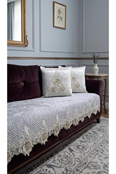 DECORA CASA HOME COLLECTİON Αντιολισθητική βάση Γαλλικό βελούδινο σετ κάλυμμα...