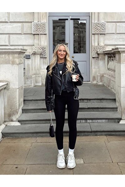 Ekim Store Δερμάτινο μπουφάν oversized με ζώνη