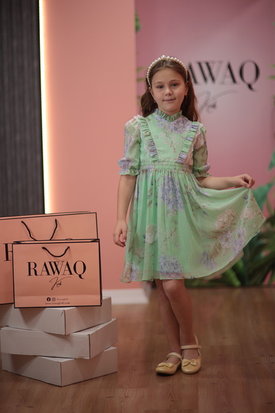 RAWAQ KİDS Büzgülü Desenli Elbise