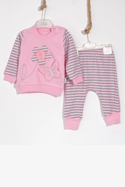 Veraura Lifestyle Butterfly Flower Embroidered Cotton 2-Piece Baby Girl Set