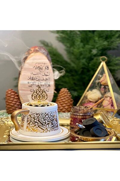 OEMS Cup Design Incense Burner With Cover White/Gold 14x11x14.5cm