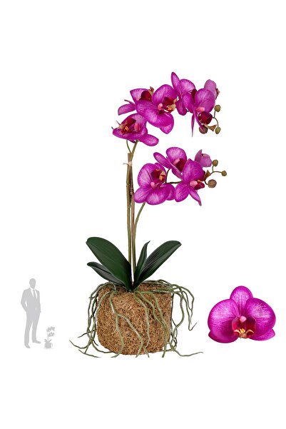 Roberto Rossi Orhidee artificiala roz intens cu aspect H51 cm cu 2 tulpini