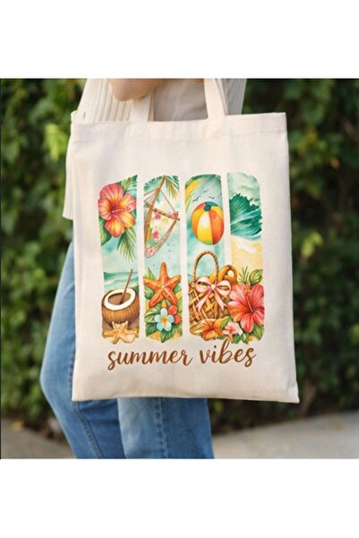 KADOREX DESIGN حقيبة قماشية بتصميم Summer Vibes – حقيبة يد ذات طابع صيفي وجمالي