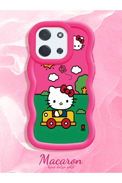 CHICASELUX Simple Red Silicone Phone Case Hello Kitty Pattern Shockproof Comp...
