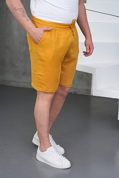 THMANY Regular Fit Rahat Kesim Muslin Keten Şort