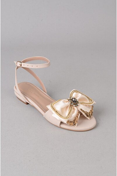 SEÇ KUNDURA Select m100 buckled satin women's sandal beige
