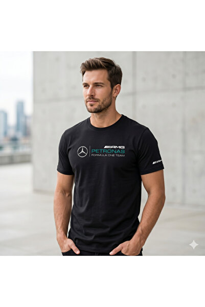 Farah Tekstil Ανδρικό μπλουζάκι με στάμπα Mercedes Benz από βαμβάκι και λύκρα...