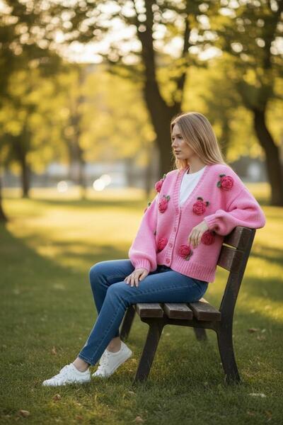 tce the charme elegant πλεκτή στο χέρι γυναικεία ζακέτα